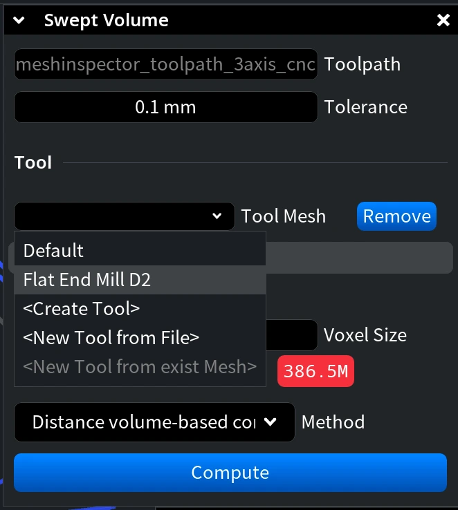 Swept Volume: Tool Mesh
