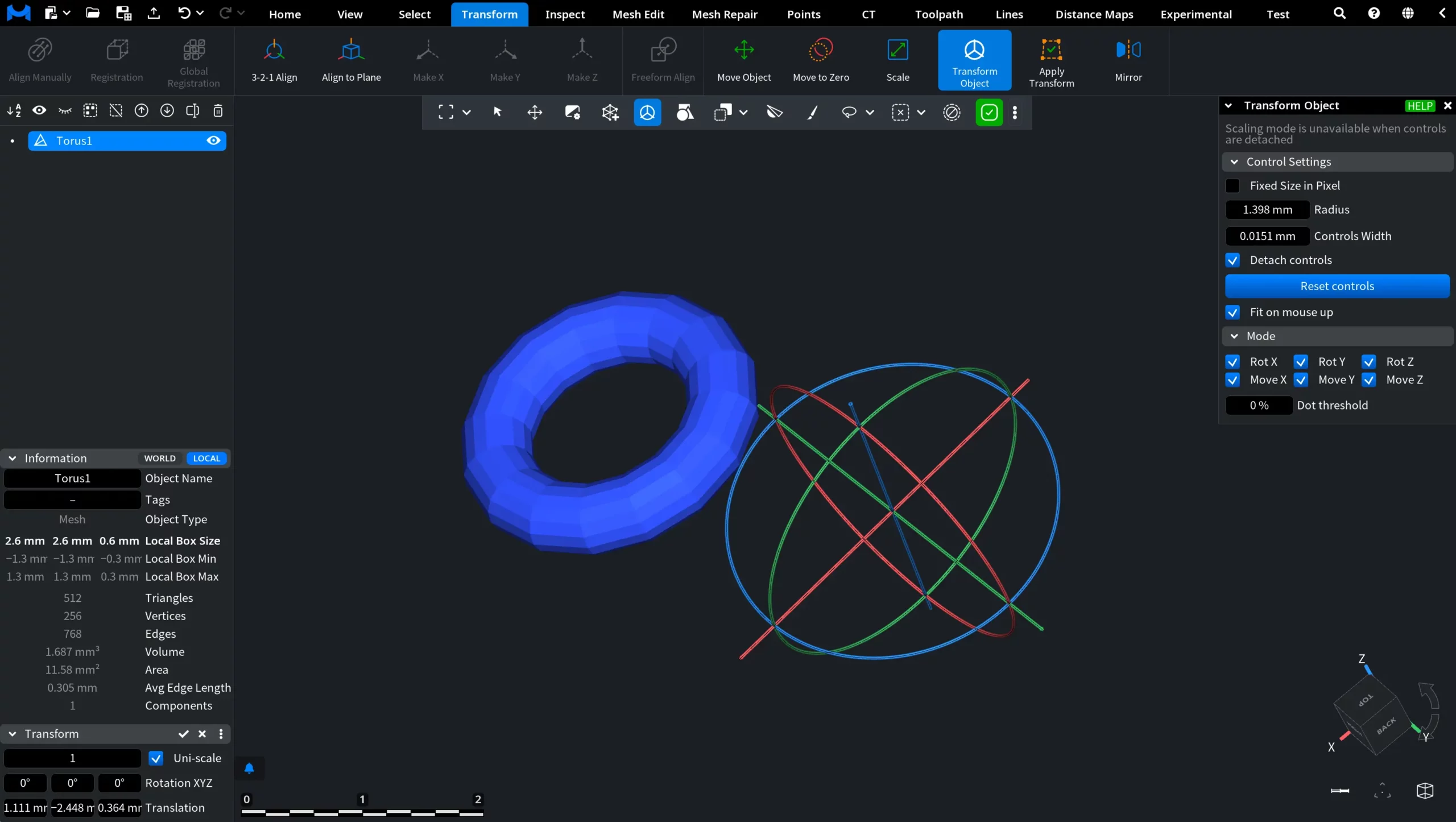 Transform Object: Detach Controls