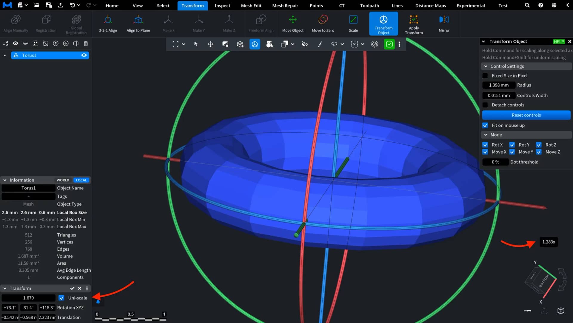 Transform Object: Uniform Scaling