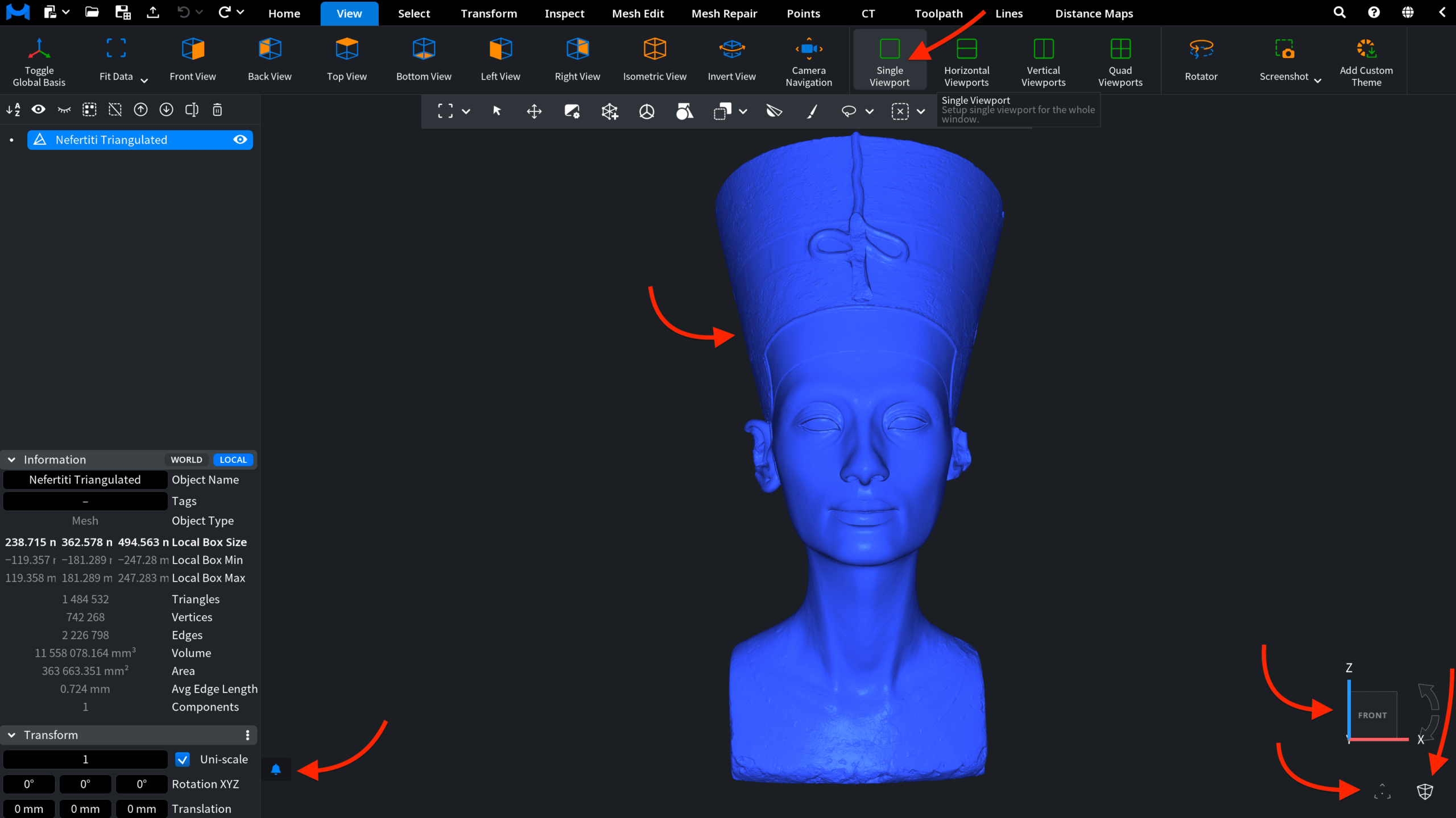 MeshInspector: Single Viewport