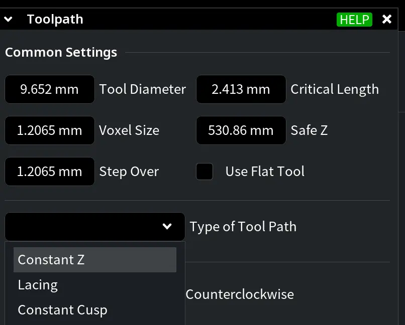 Toolpath: Common Settings
