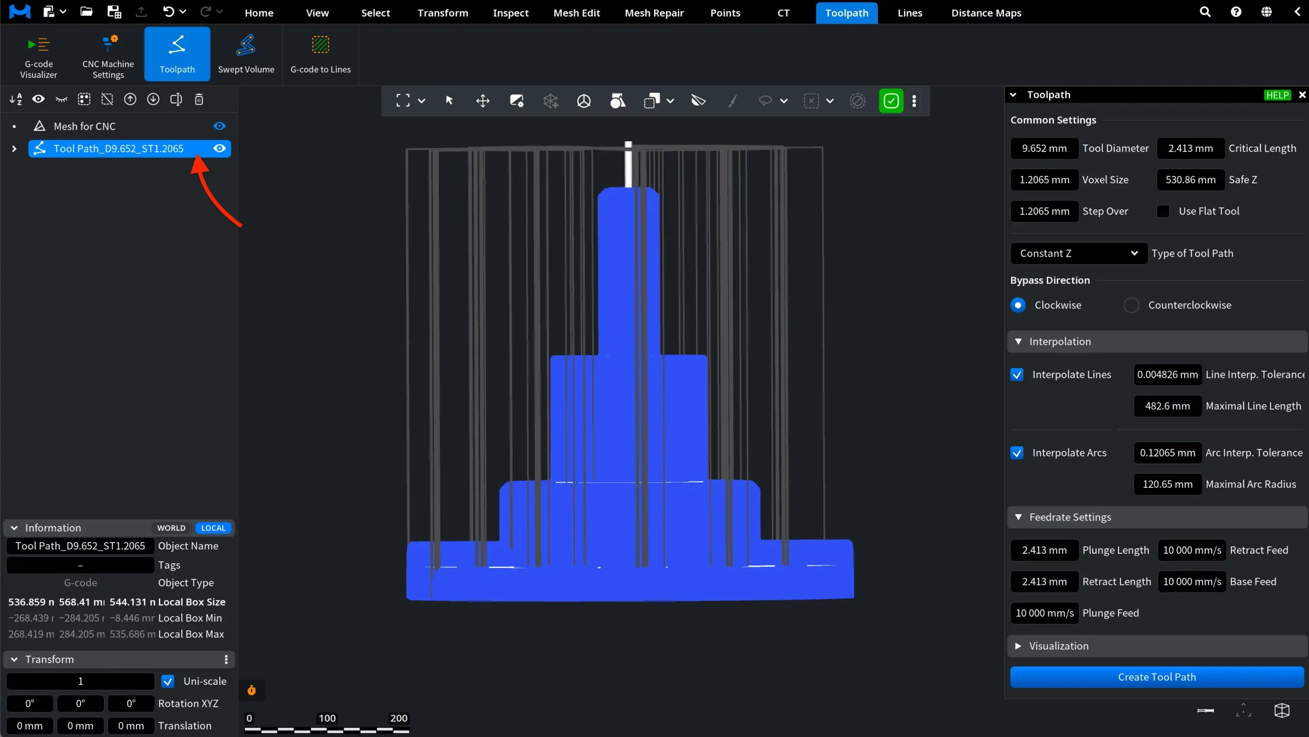 Toolpath Created with Use Flat Tool Disabled