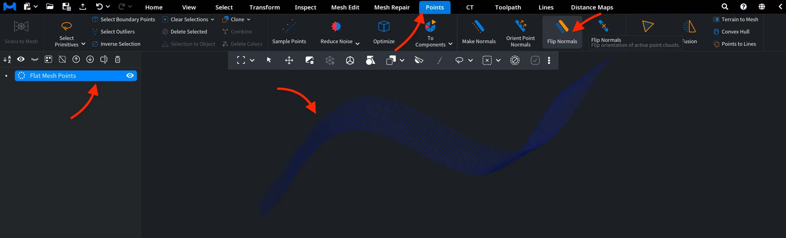 Flip Normals for Point Clouds: Where to Find