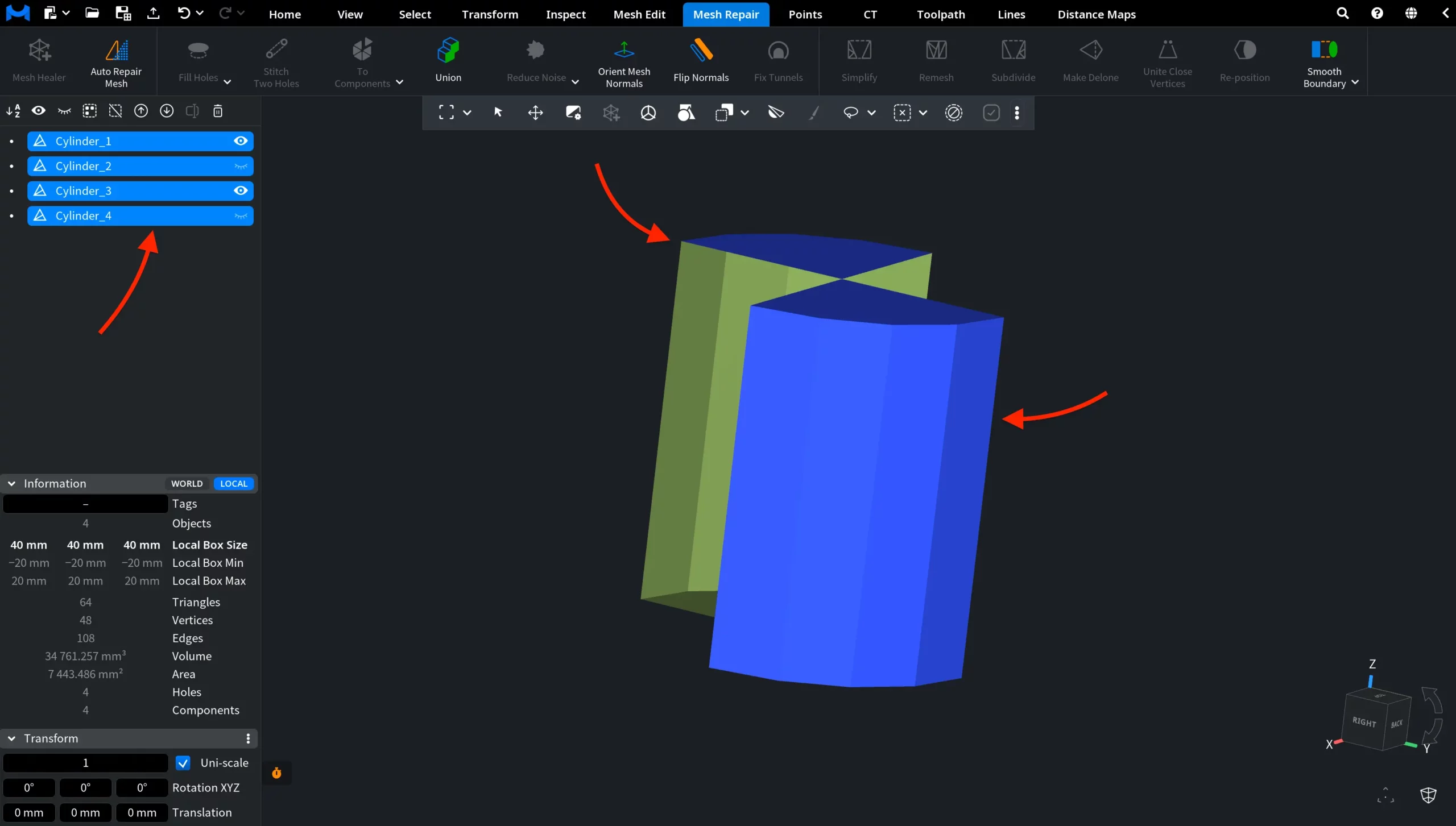 Force Components for Meshes: Result