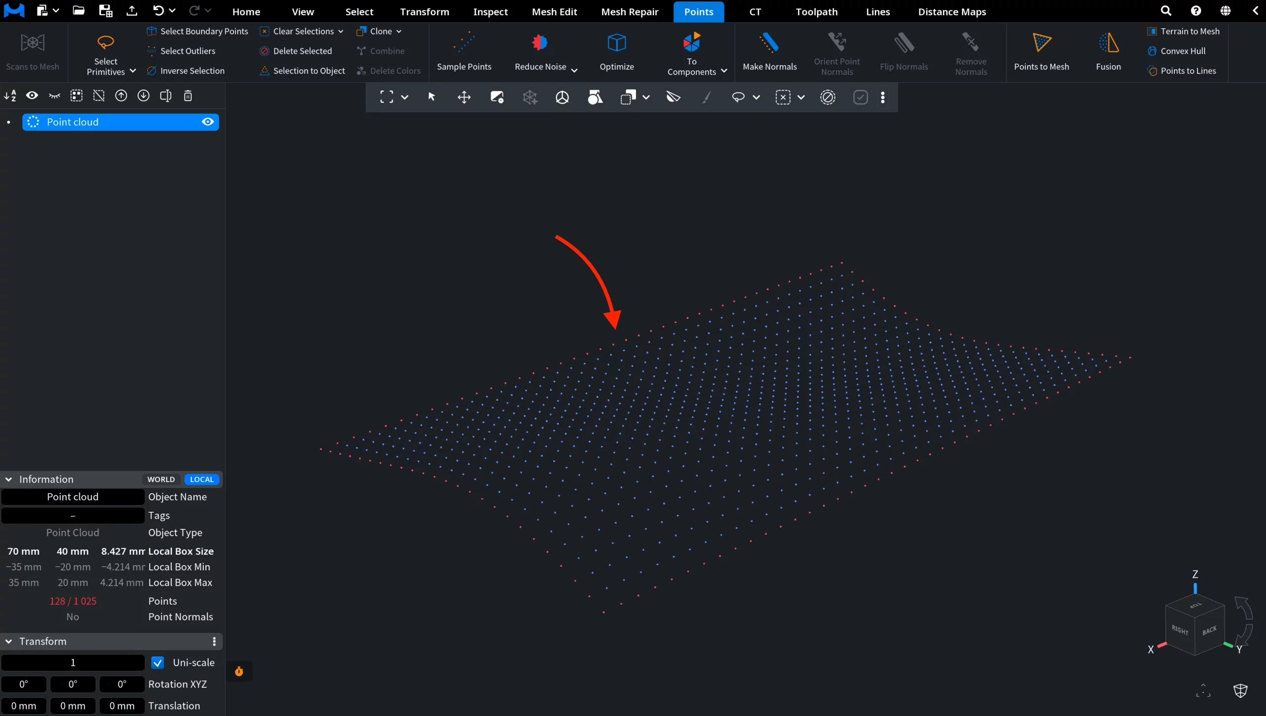 Select Boundary Points: Results with Default Settings