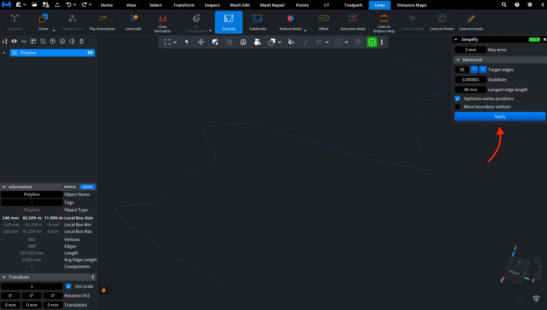 Simplify for Line Decimation: Panel