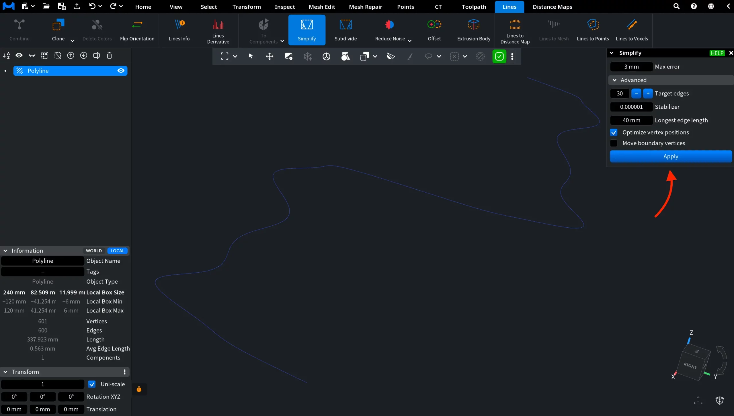 Simplify for Line Decimation: Panel